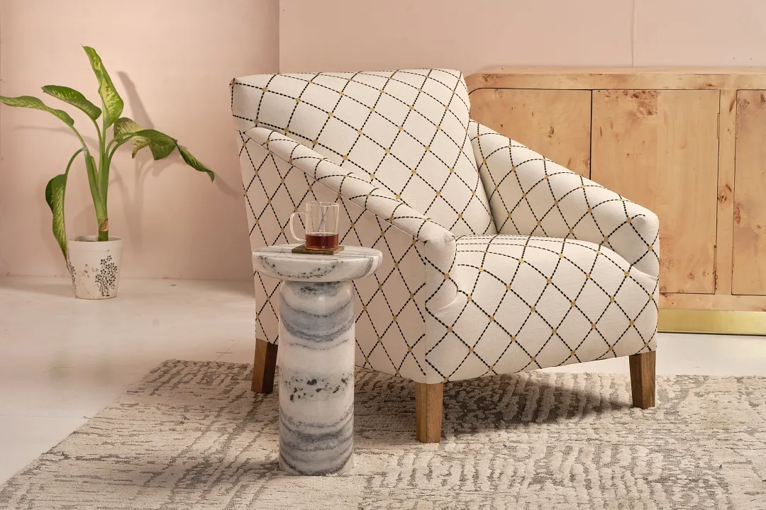Petra White Marble Accent Table