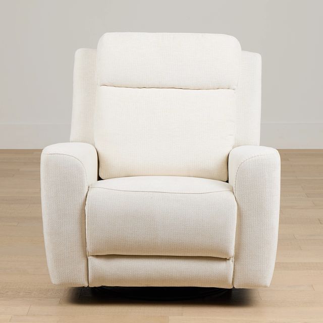 Dean White Fabric Power Swivel Glider Recliner
