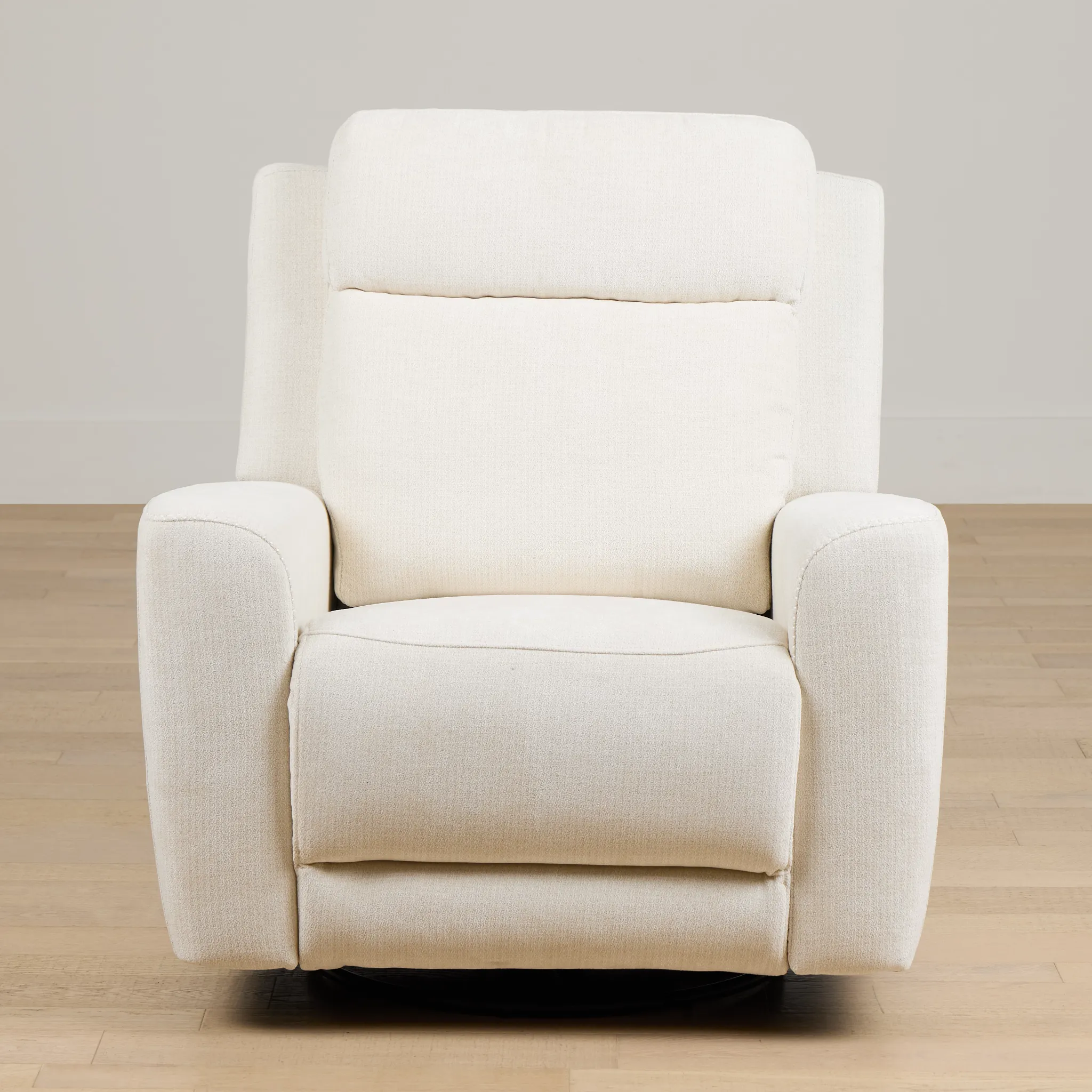 Dean White Fabric Power Swivel Glider Recliner