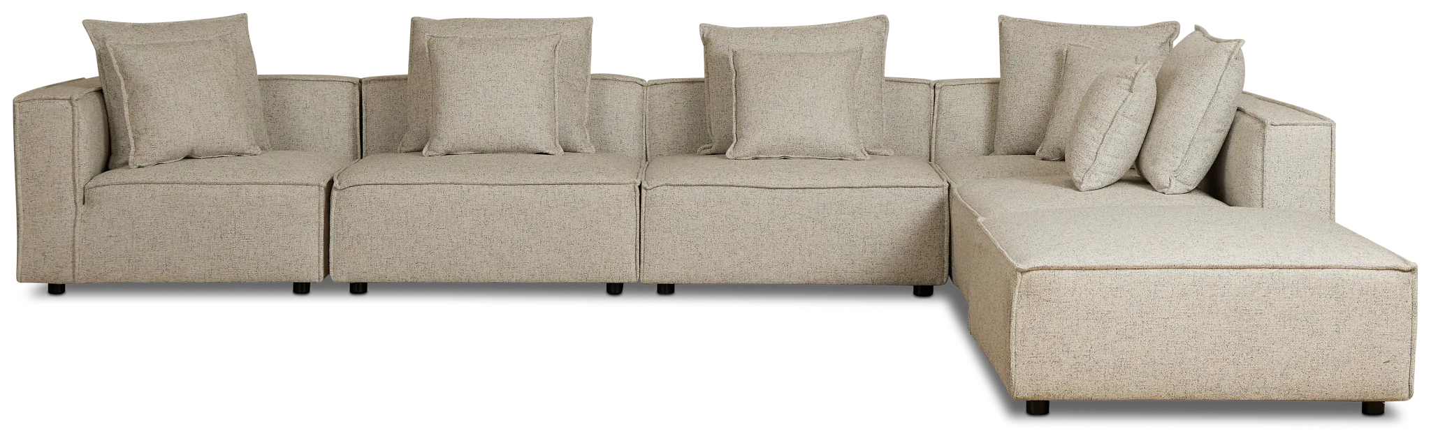 Tatum Beige Fabric 6-piece Pit Sectional