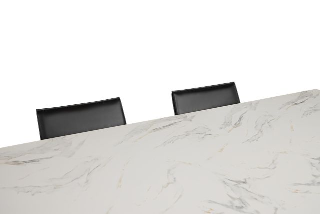 Viscaya White Rect Table & 4 Black Upholstered Chairs