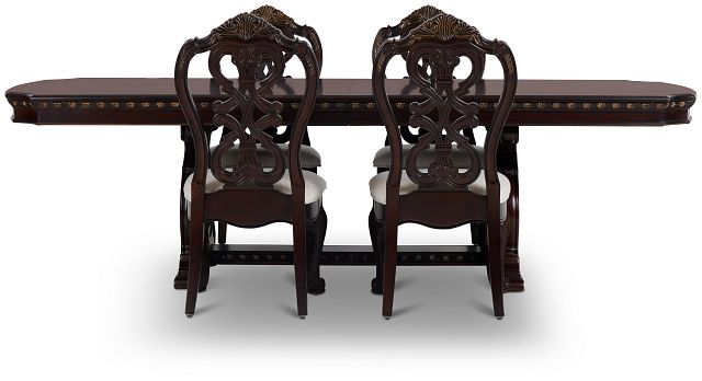 Vigo Dark Tone Rect Table & 4 Wood Chairs
