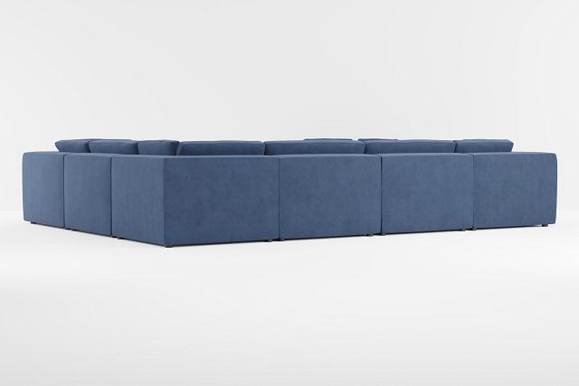 Destin Revenue Dark Blue Fabric 8-piece Modular Sectional