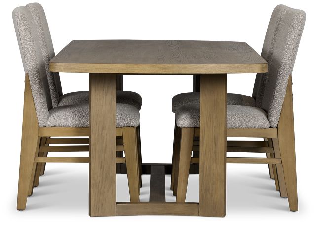 Modesto Light Tone Rectangular Table & 4 Upholstered Chairs