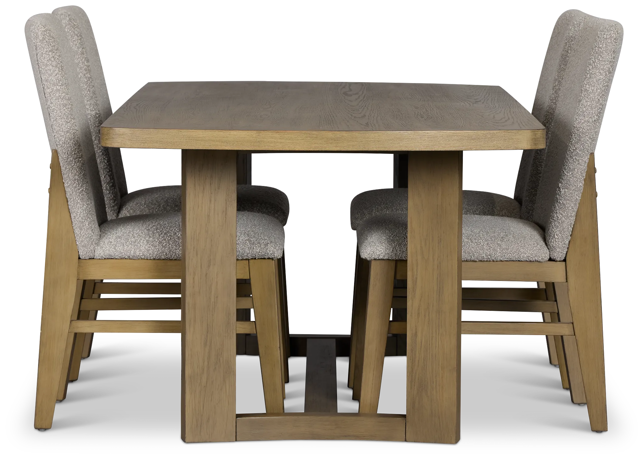 Modesto Light Tone Rectangular Table & 4 Upholstered Chairs