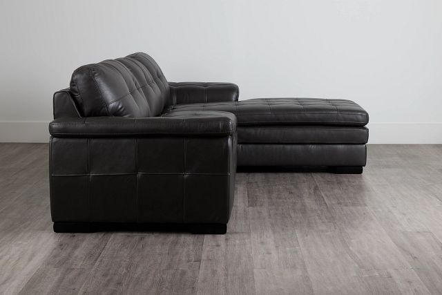 Braden Dark Gray Leather Right Chaise Sectional