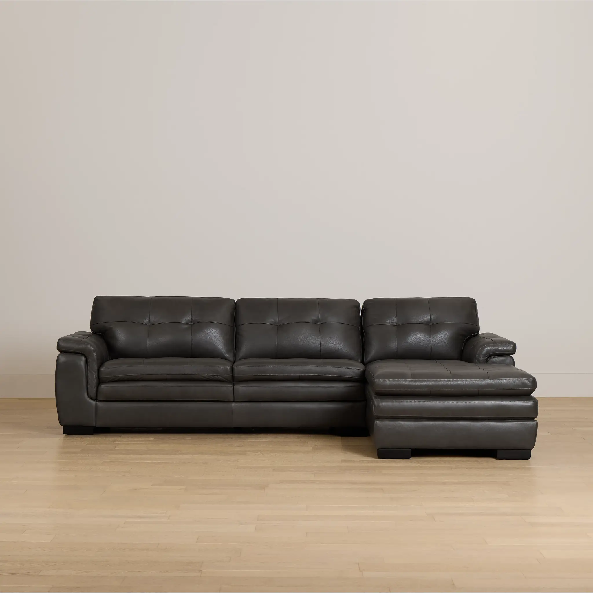Braden Dark Gray Leather Right Chaise Sectional Braden Dark Gray Leather Right Chaise Sectional