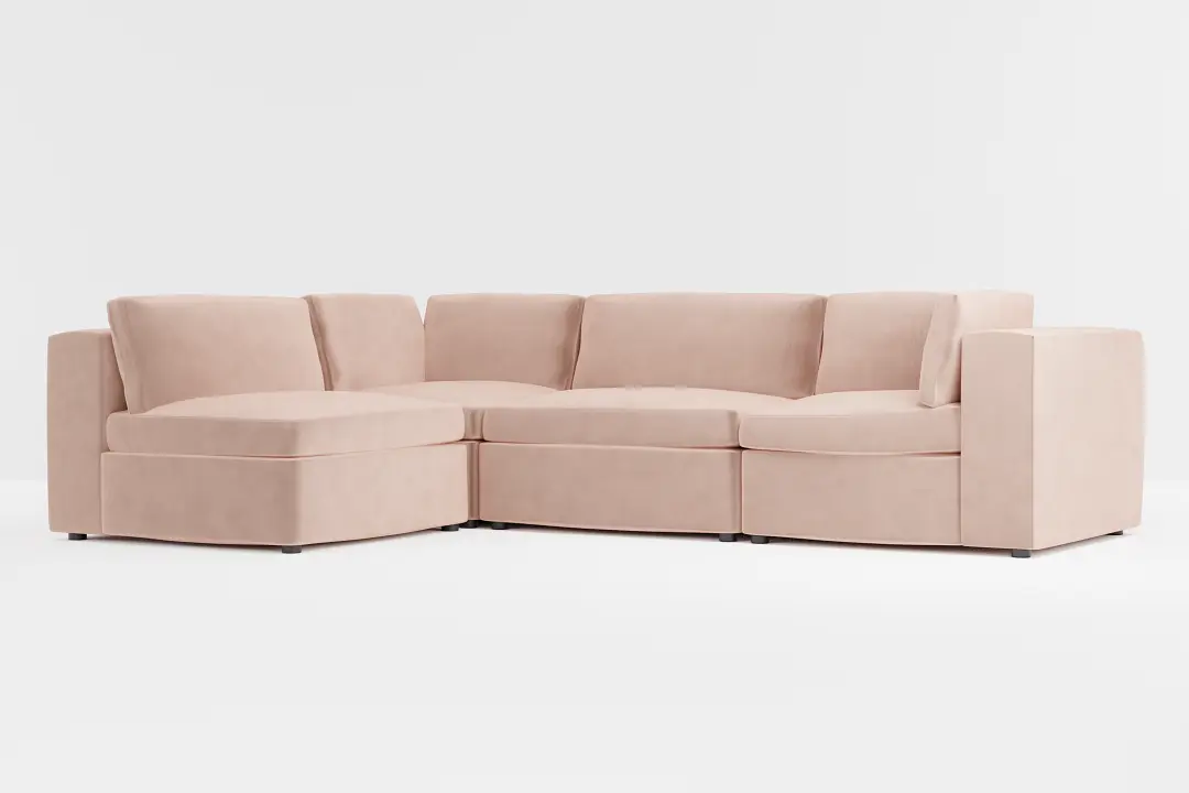 Destin Joya Light Pink Velvet 4-piece Modular Sectional Destin Joya Light Pink Velvet 4-piece Modular Sectional