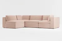 Destin Joya Light Pink Velvet 4-piece Modular Sectional