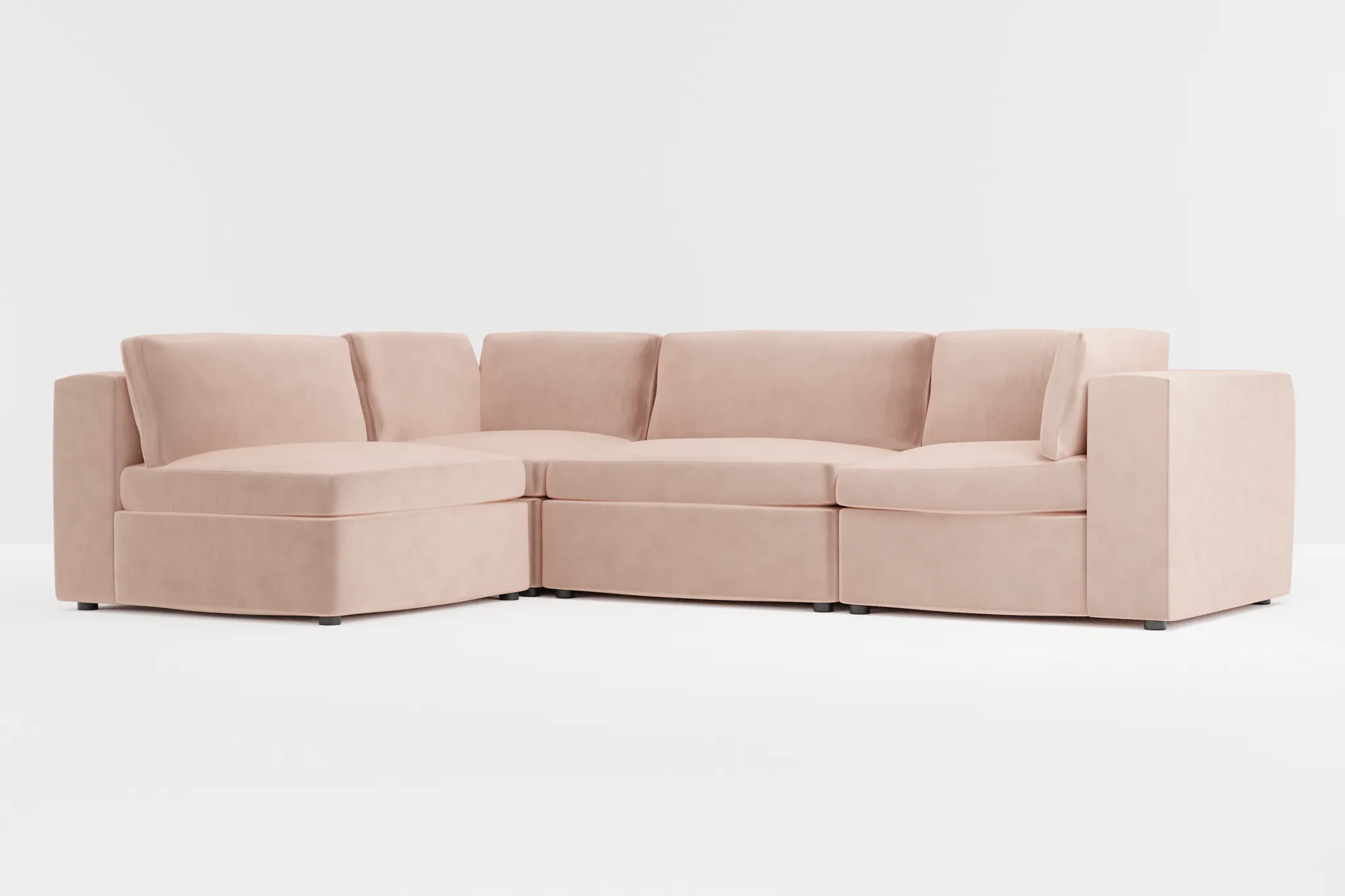 Destin Joya Light Pink Velvet 4-piece Modular Sectional