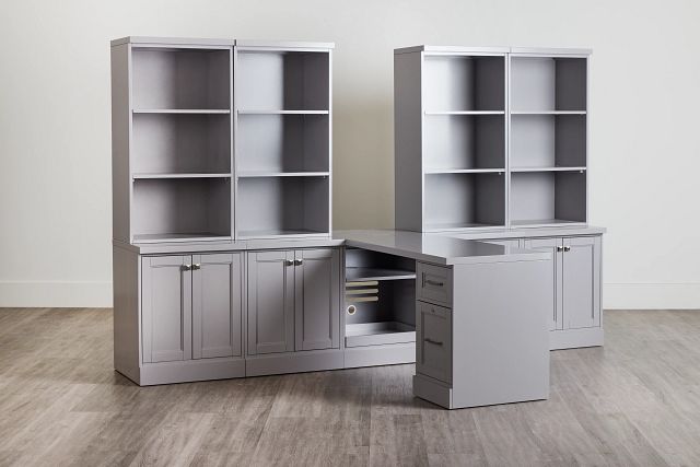 Newport Gray Large Peninsula Door Wall Desk