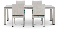 Bahia Dark Teal 84" Rectangular Table & 4 Upholstered Chairs