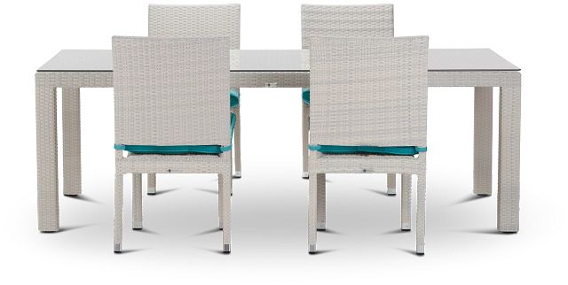 Bahia Dark Teal 84" Rectangular Table & 4 Upholstered Chairs