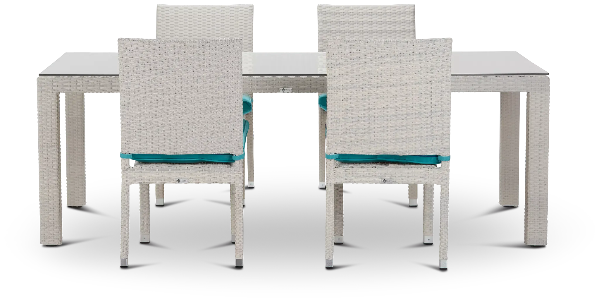 Bahia Dark Teal 84" Rectangular Table & 4 Upholstered Chairs