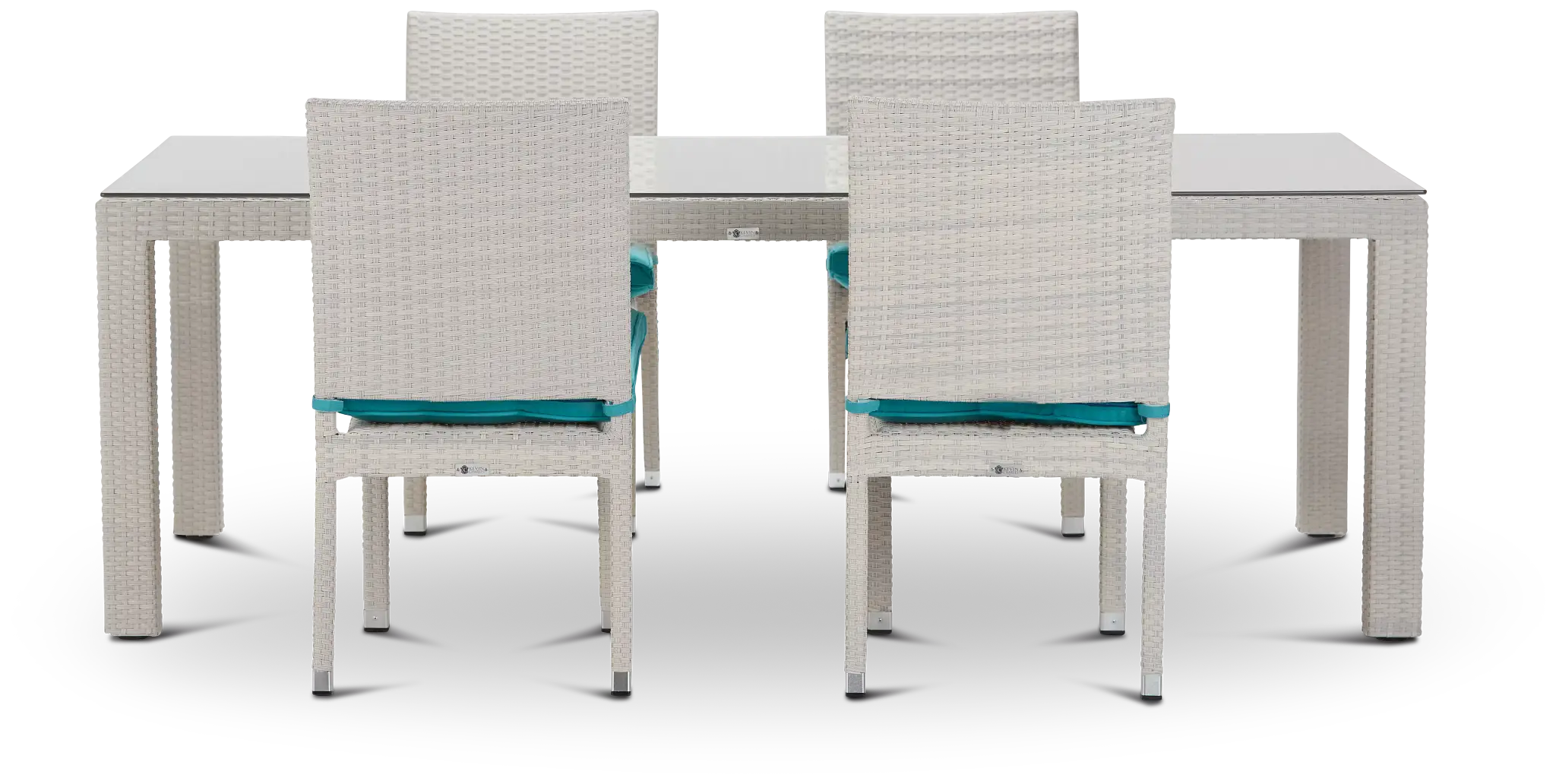 Bahia Dark Teal 84" Rectangular Table & 4 Upholstered Chairs Bahia Dark Teal 84" Rectangular Table & 4 Upholstered Chairs