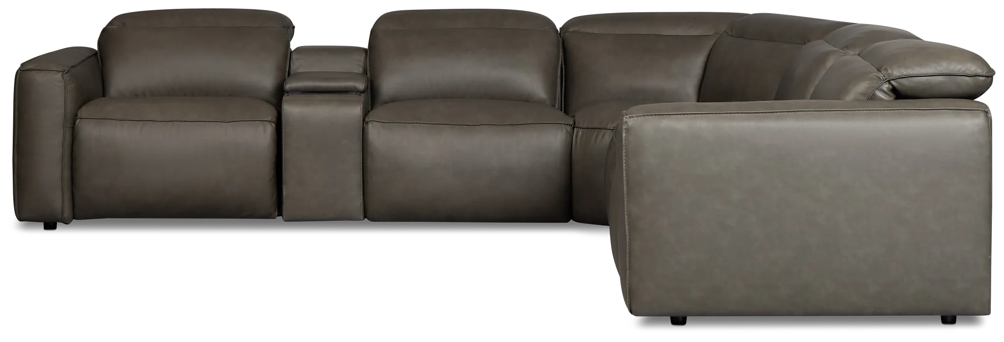 Ryland Dark Gray Lthr/vinyl Large Dual Power Reclining Two-arm Sectional