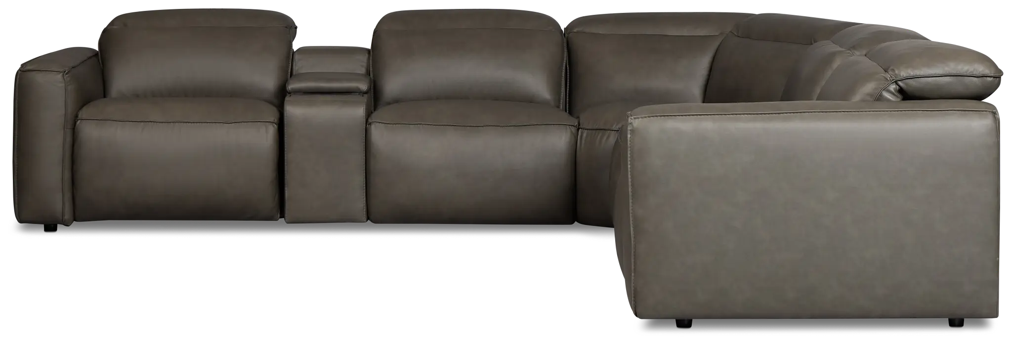 Ryland Dark Gray Lthr/vinyl Large Dual Power Reclining Two-arm Sectional Ryland Dark Gray Lthr/vinyl Large Dual Power Reclining Two-arm Sectional