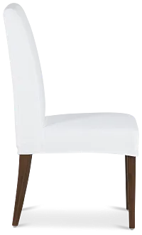 Destination White Short Slipcover Chair With Medium-tone Leg