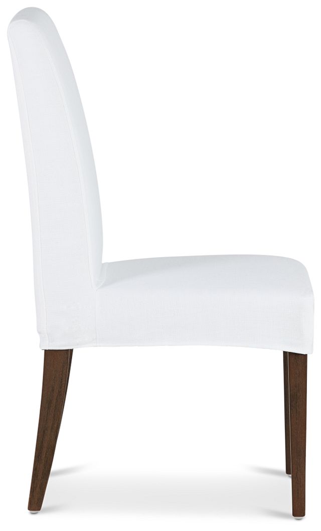 Destination White Short Slipcover Chair With Medium-tone Leg