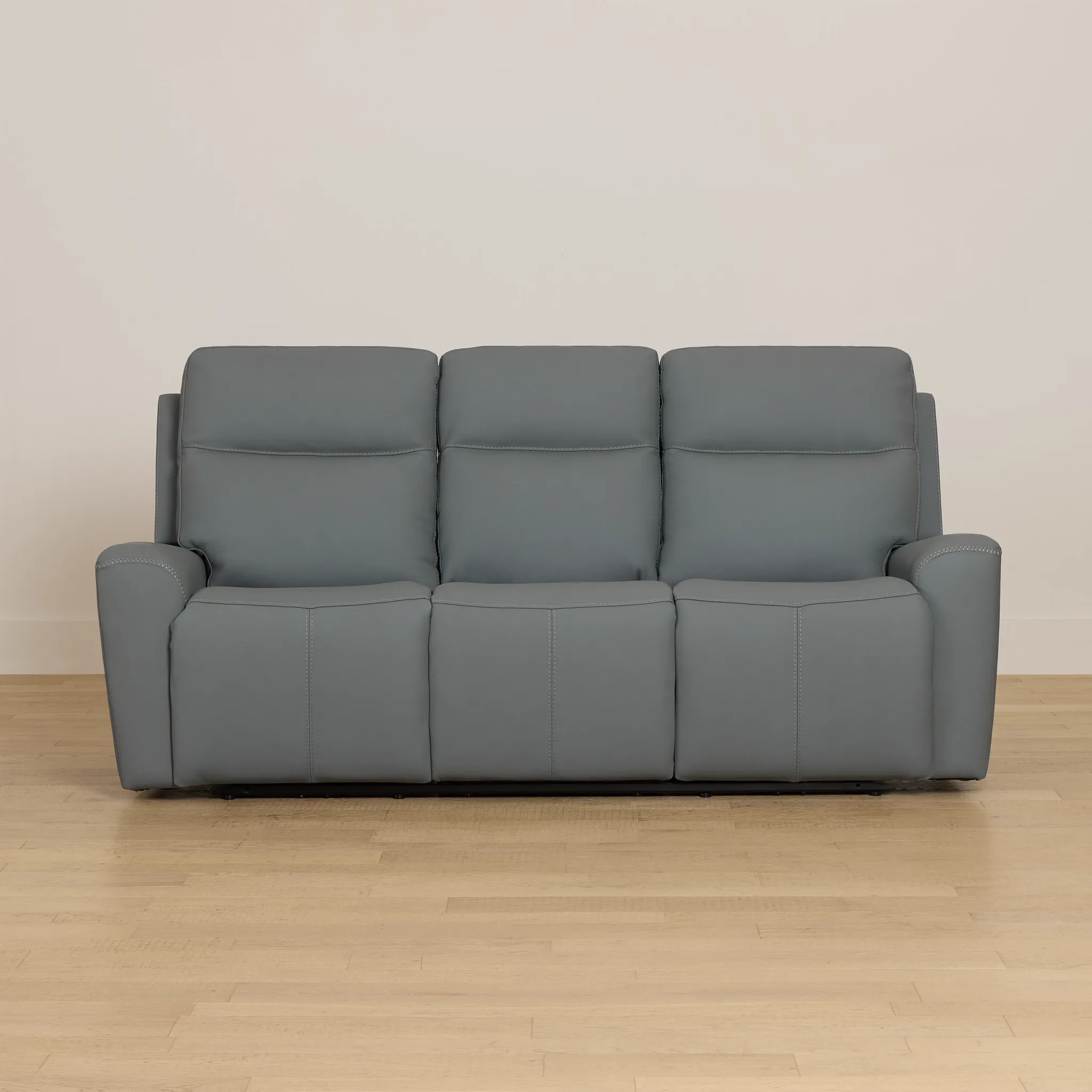 Sterling Blue Lthr/vinyl Power Reclining Sofa