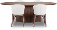 Nomad Mid Tone 94" Oval Table & 4 Light Beige Chairs W/ Mid-tone Legs