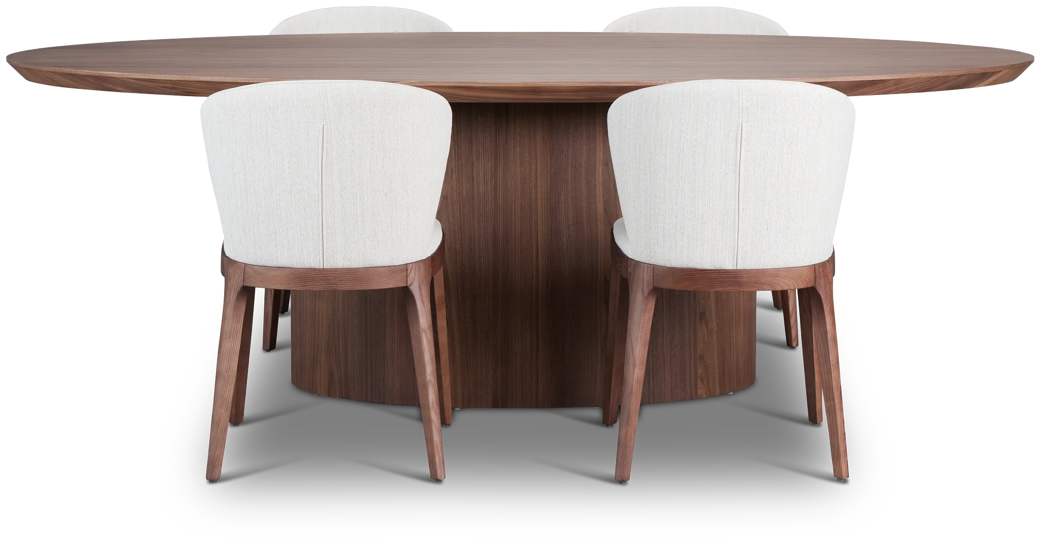 Nomad Mid Tone 94" Oval Table & 4 Light Beige Chairs W/ Mid-tone Legs