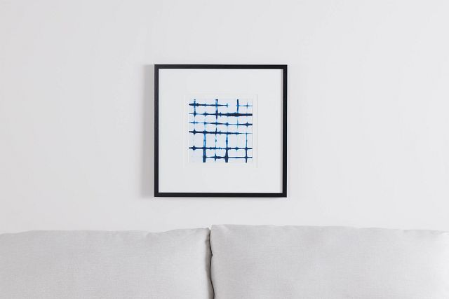 Grid Blue Framed Wall Art