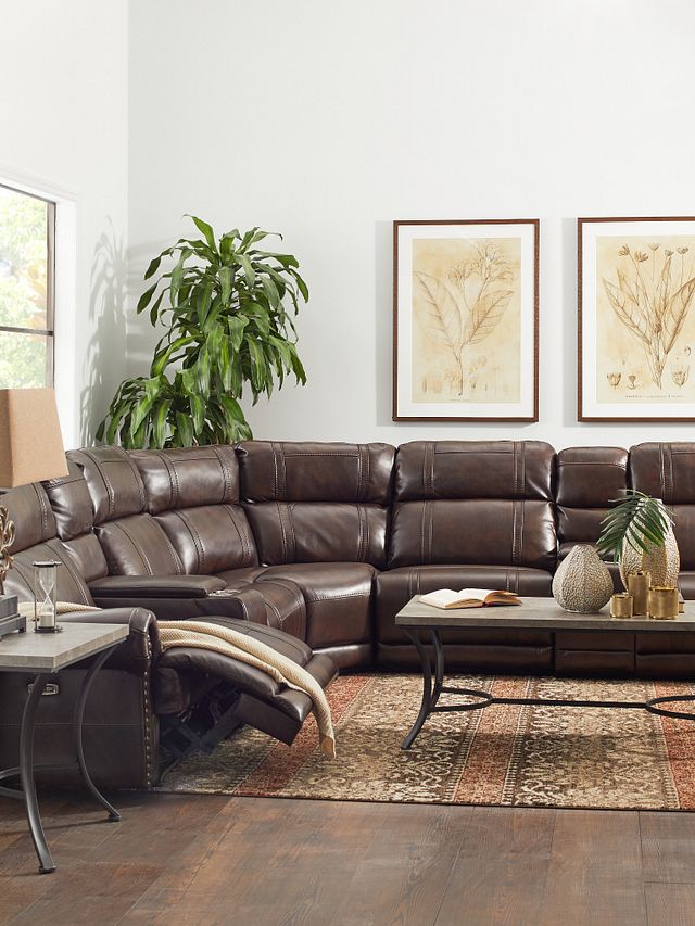 Hunter Dark Brown Micro Small Two-arm Power Reclining Sectional (10)