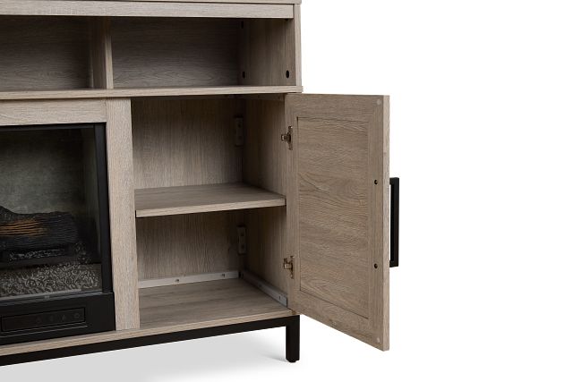 Brandon Light Gray 60" Tv Stand With Fireplace Insert