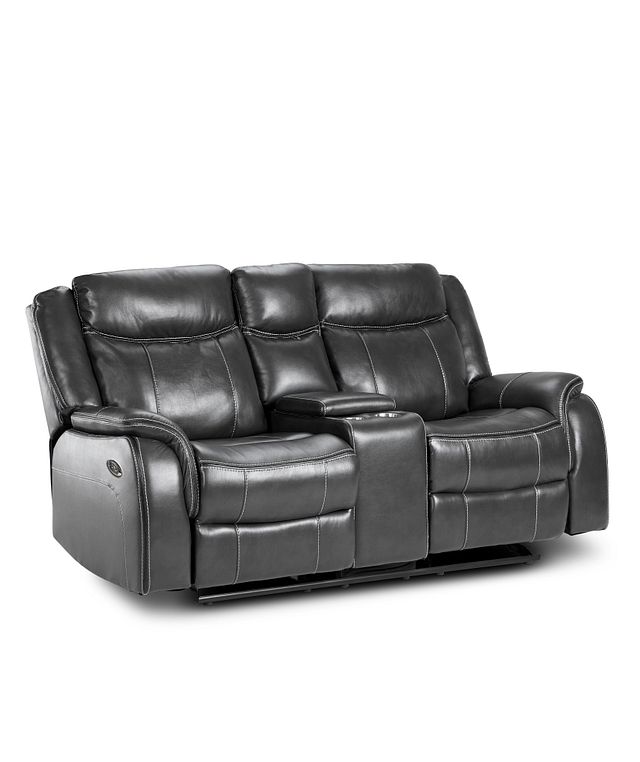 Lowe Dark Gray Micro Power Rocker Reclining Console Loveseat (0)