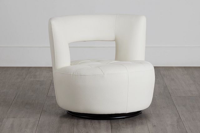 Zion White Micro Swivel Accent Chair