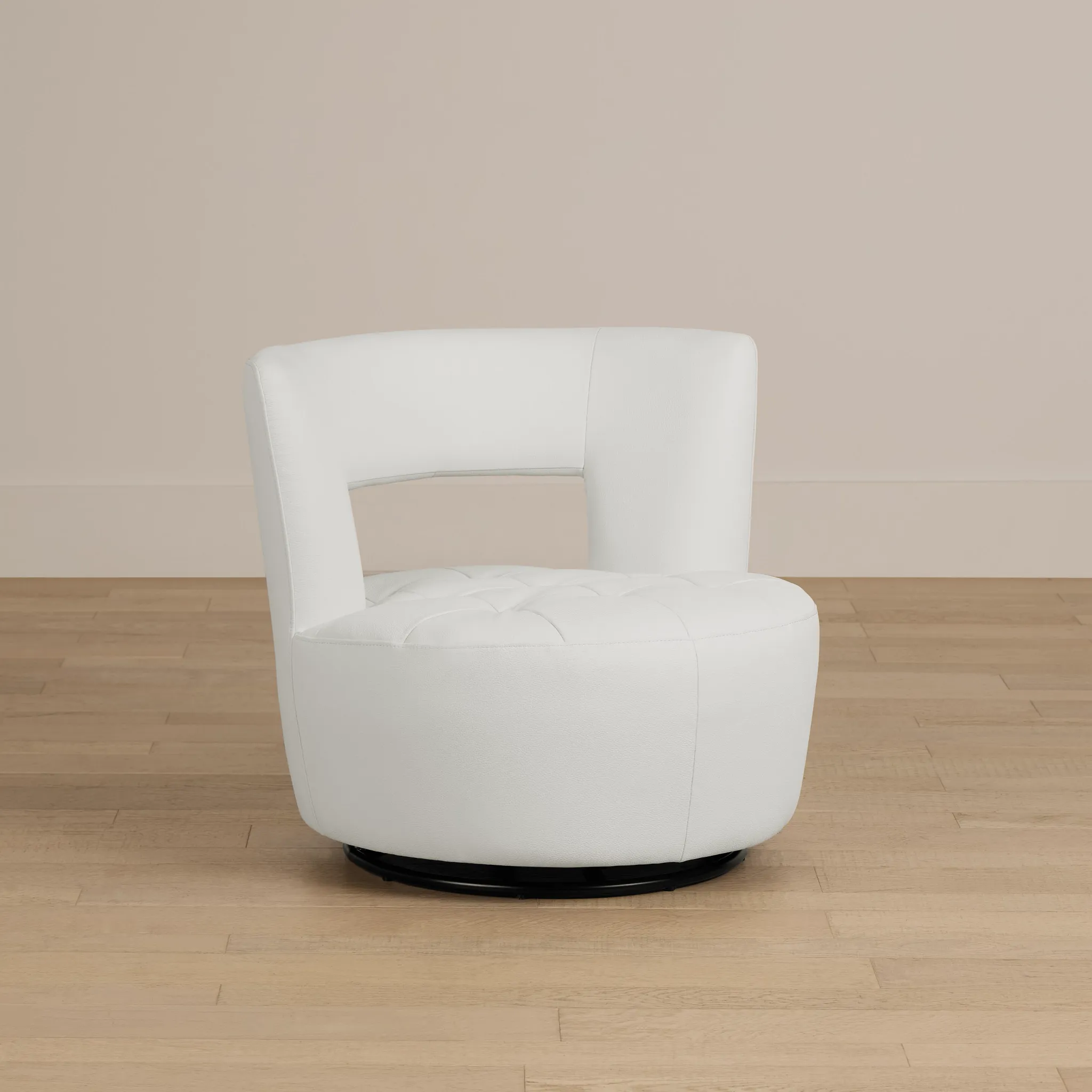 Zion White Micro Swivel Accent Chair