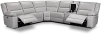 Peyton Light Gray Lthr/vinyl Medium Dual Power 2-arm Reclining Sectional