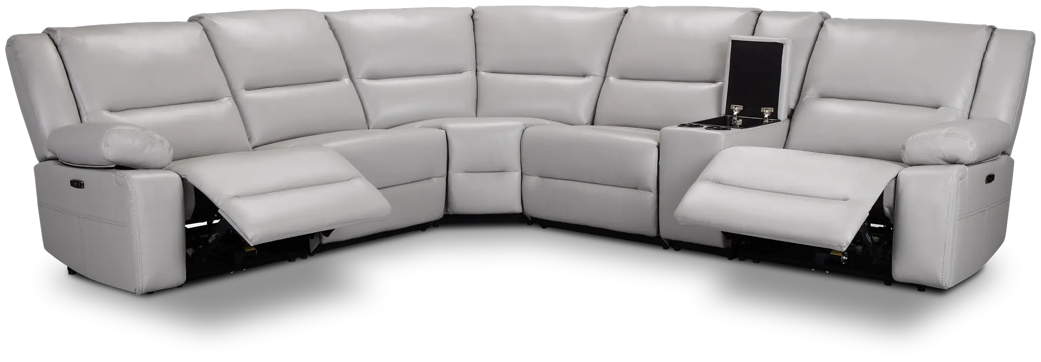 Peyton Light Gray Lthr/vinyl Medium Dual Power 2-arm Reclining Sectional Peyton Light Gray Lthr/vinyl Medium Dual Power 2-arm Reclining Sectional