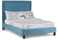 Collin Blue Velvet Platform Bed