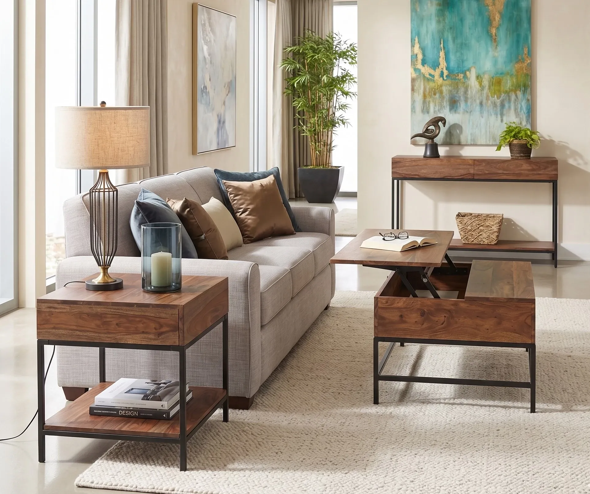 Tanner Mid Tone Rect Lift Coffee Table