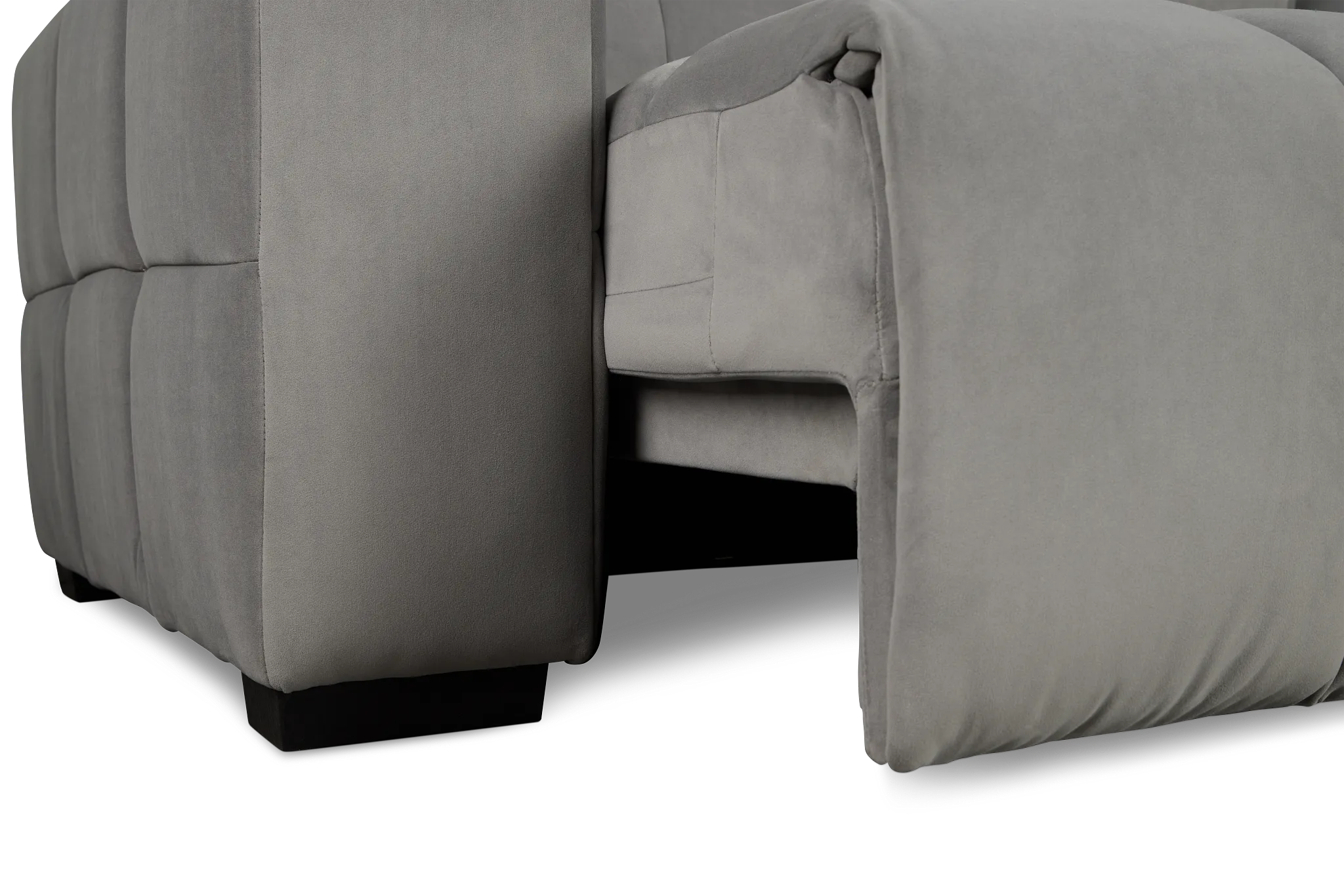 Gemma Light Gray Velvet Large Left Chaise Power Reclining Sectional