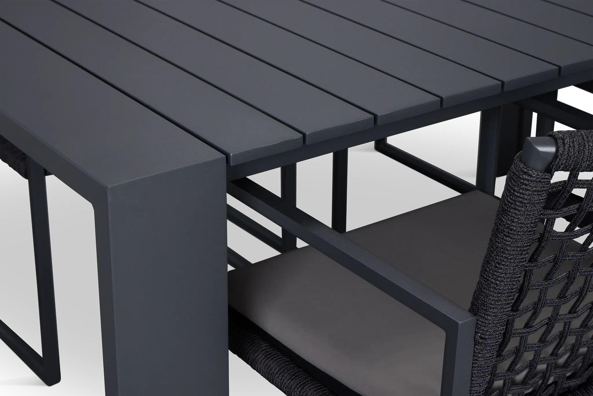 Sunrise Dark Gray 65" Rectangular Table & 4 Aluminum Arm Chairs