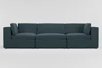 Destin Elevation Dark Blue Fabric 3-piece Modular Sofa