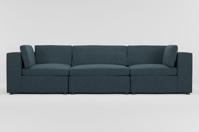 Destin Elevation Dark Blue Fabric 3-piece Modular Sofa