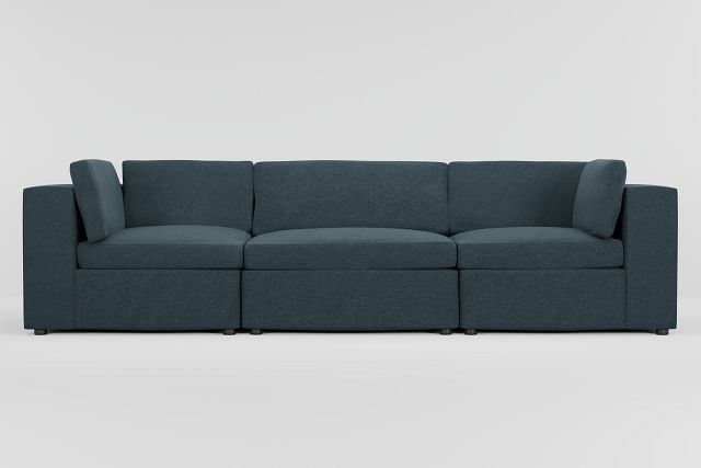 Destin Elevation Dark Blue Fabric 3 Piece Modular Sofa