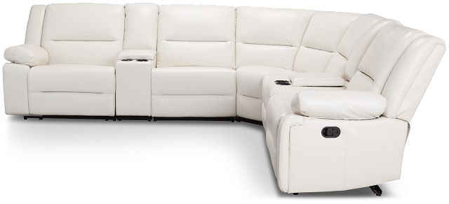 Peyton Light Beige Lthr/vinyl Large Dual Manually Reclining Two-arm Sectional