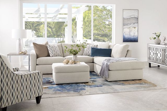 Maxie Light Beige Micro Small Right Bumper Sectional