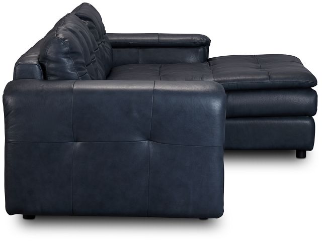 Rowan Navy Leather Right Chaise Sectional