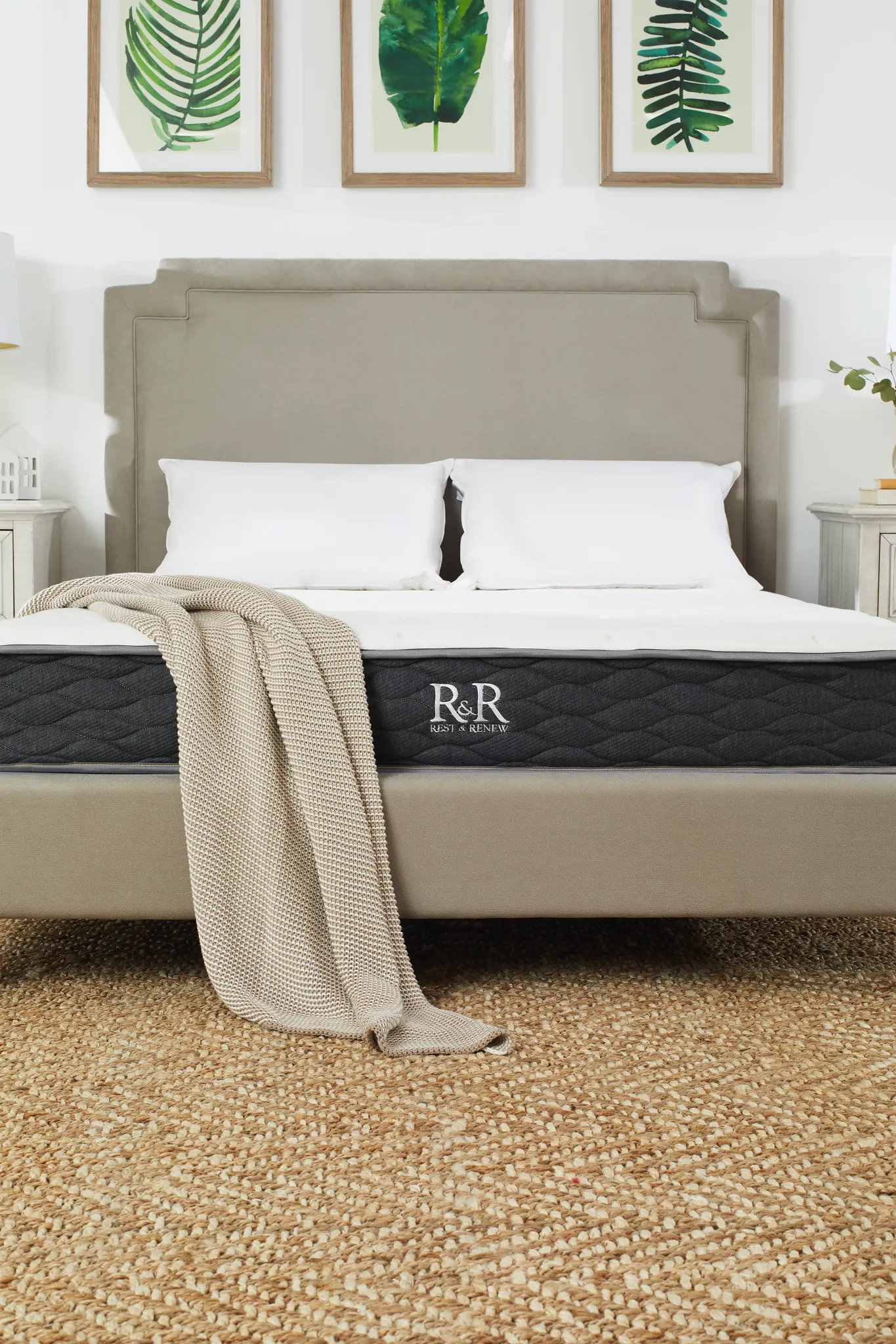 Whitney Light Gray Uph Platform Bed