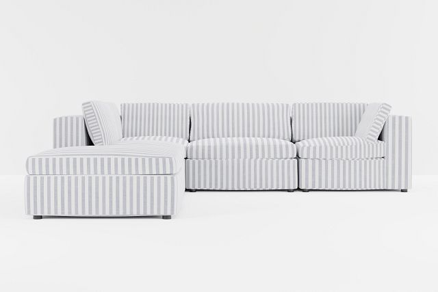 Destin Sea Lane Dark Blue Fabric 5pc Bumper Sectional