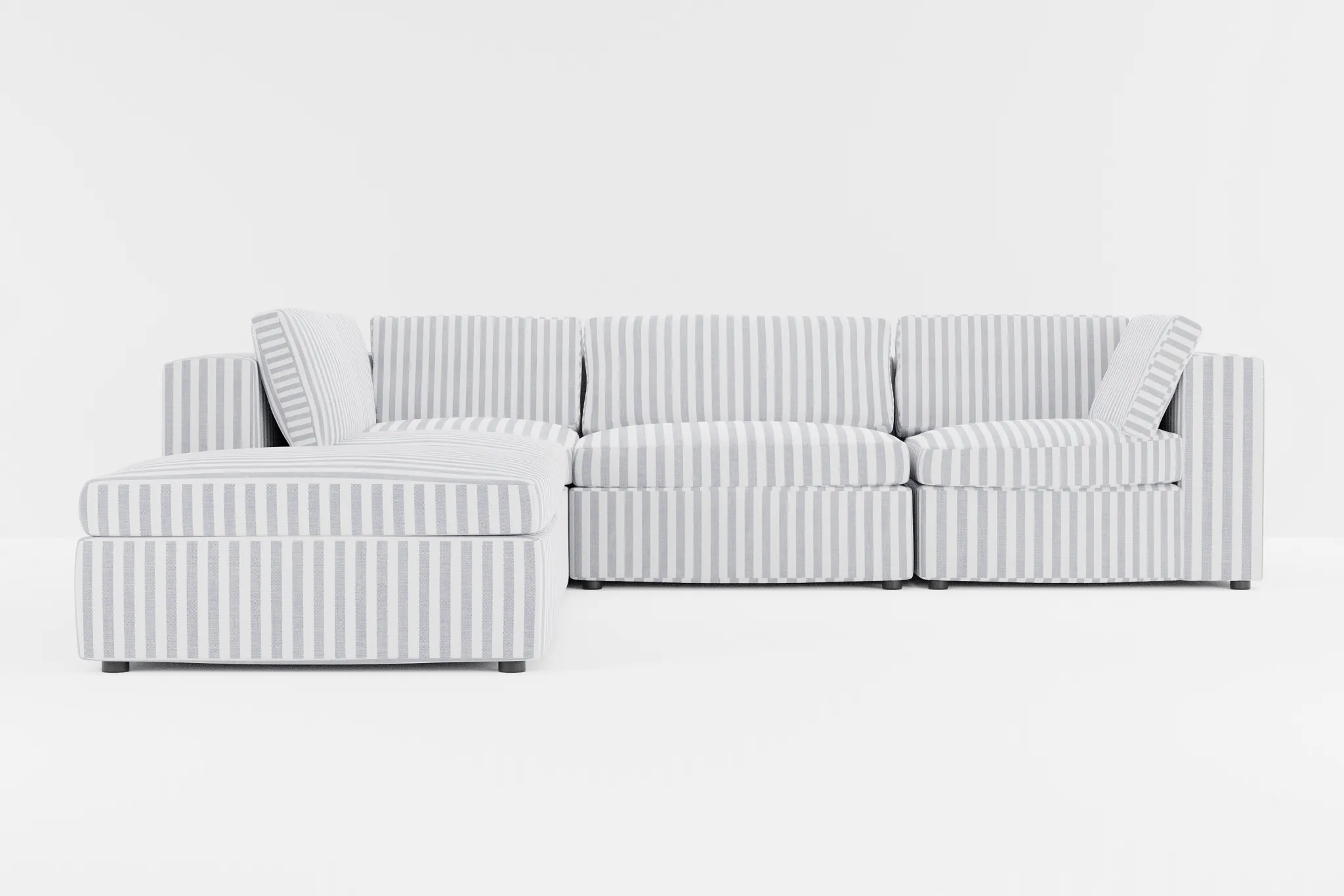 Destin Sea Lane Dark Blue Fabric 5pc Bumper Sectional