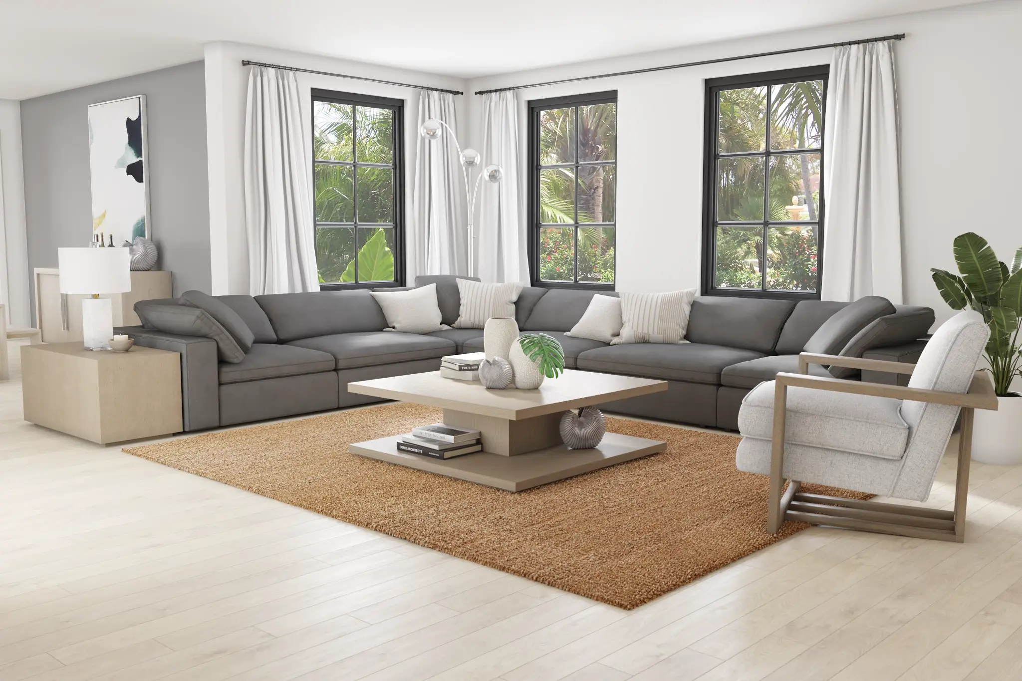 Nixon Light Gray Fabric 6-piece Modular Sectional Nixon Light Gray Fabric 6-piece Modular Sectional