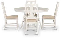 Heron Cove White Round Table & 4 Wood Chairs