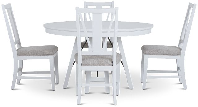 Heron Cove White Round Table & 4 Upholstered Chairs (3)